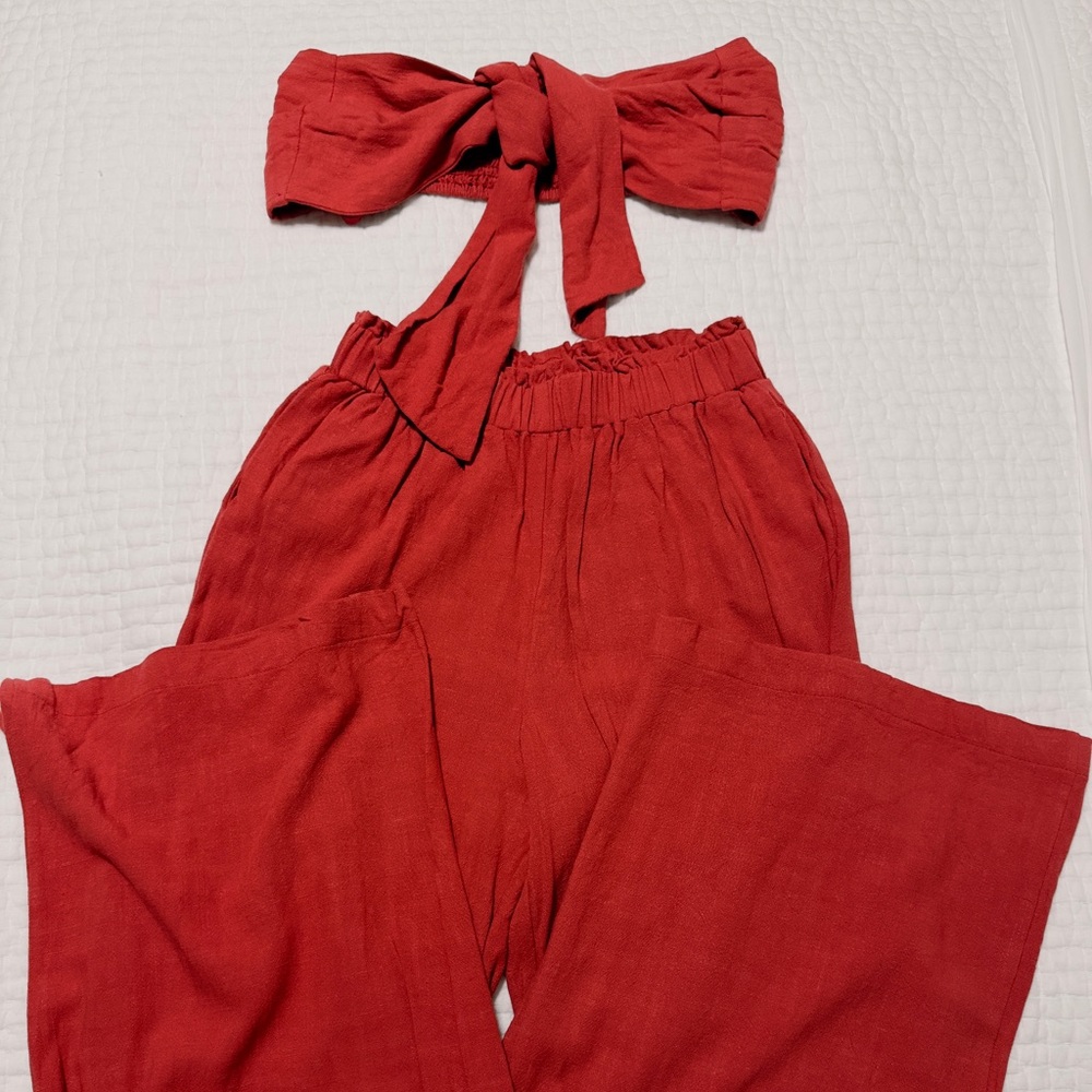 JLUXLABEL Red Linen Set